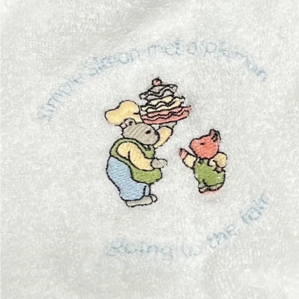 Carters Classics Vintage Baby Snap Bib White Blue Nursery Rhyme Simple Simon NWT